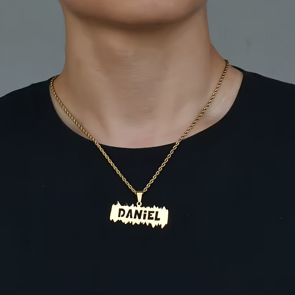 Custom Hollow Letter Pendant Name Necklace, Vintage Style