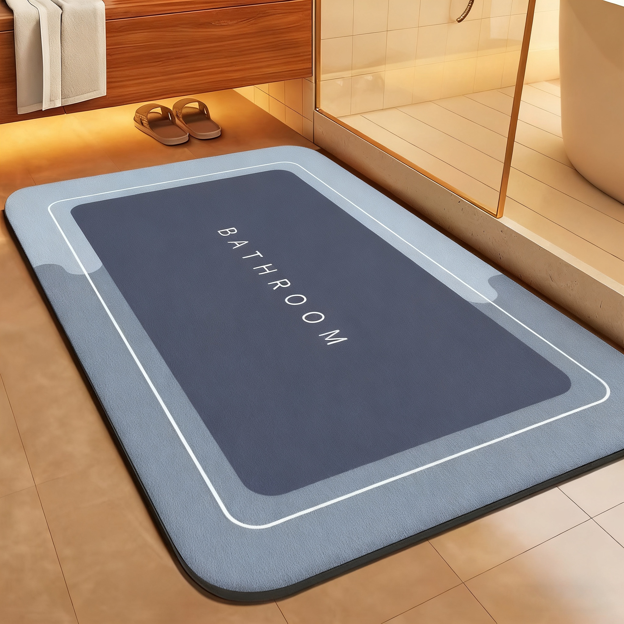 1pc Ultra-absorbent Diatomaceous Mud Floor Mat - Quick-dry, Non-slip Bath Rug With Modern , Soft & Durable, Ideal For Bathroom, Laundry Room, And Entryway - Gift, Bathroom Rug