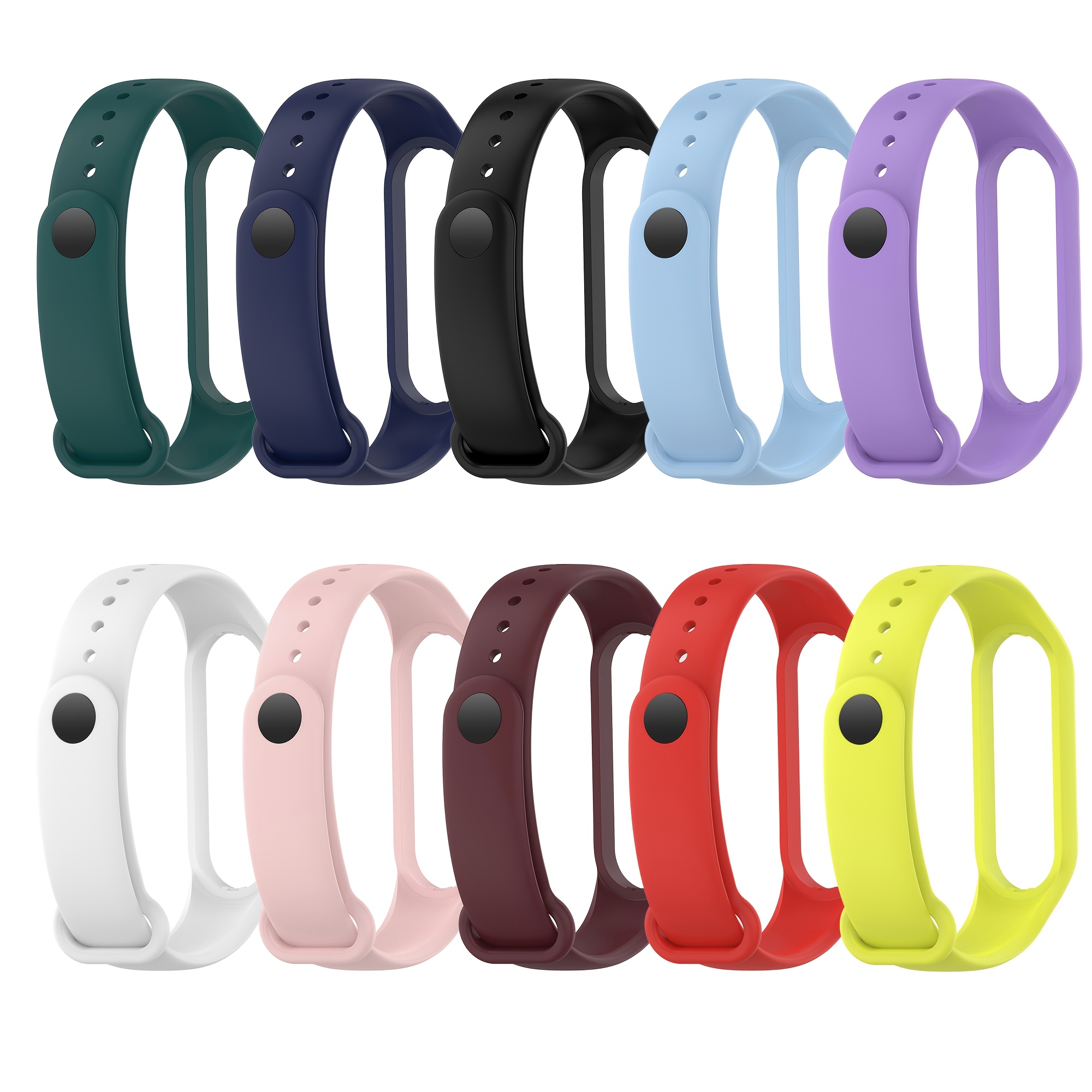 TEMU Набір з 10 шт. офіційних спортивних ремінців для браслетів Xiaomi Mi Band 5, 6, 7, аксесуари для фітнесу, зручна посадка, сучасний , міцний