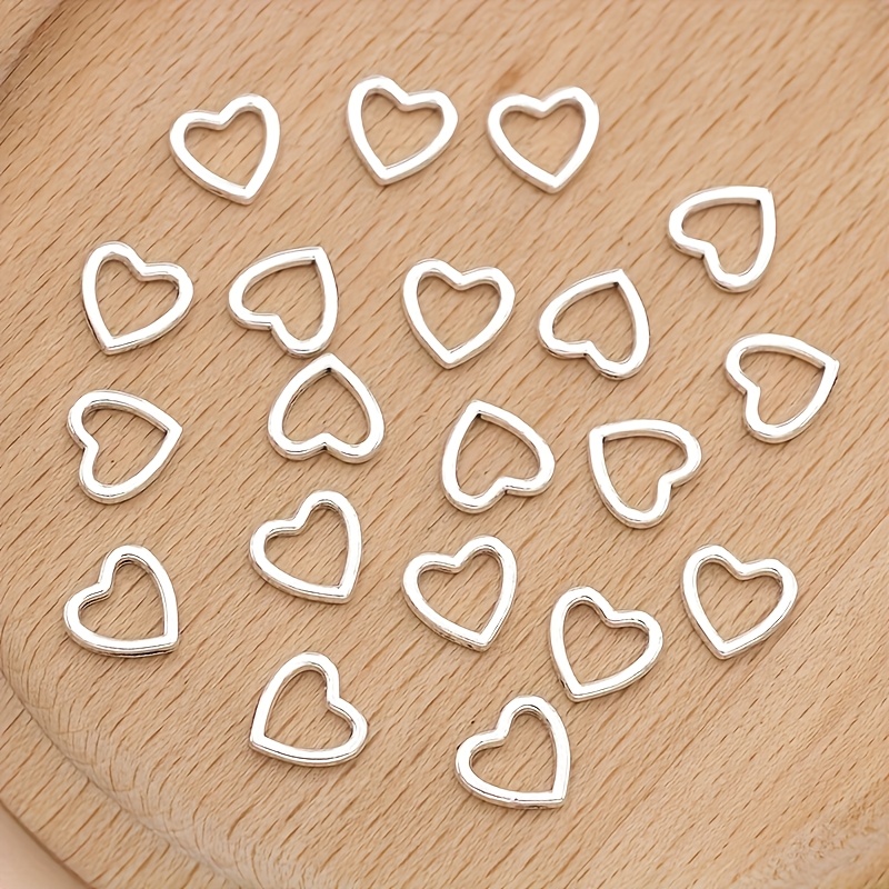 Image of 20pcs Silvery Heart Charms Connectors Love Pendants For Jewelry Making Diy Necklace Bracelet Earrings Key Chain Accessories Valentine's Day Gift