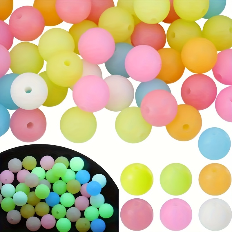 

100pcs 15mm Assorted Colors Glow In The Dark Silicone Beads, Luminous Round Beads For Diy Jewelry Making, Keychain, Pen Decors, Bracelet, Necklace, Lanyard Beading Crafts