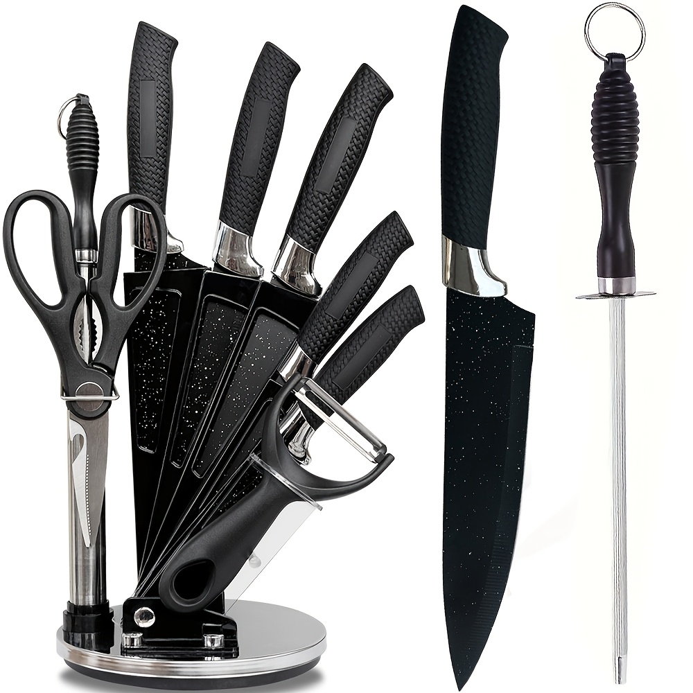 TEMU 9pcs Knife Set, Kitchen Knife Set, Knife Set, German Stainless Steel Kitchen Knife Set Chef Knife, Ergonomic Handles