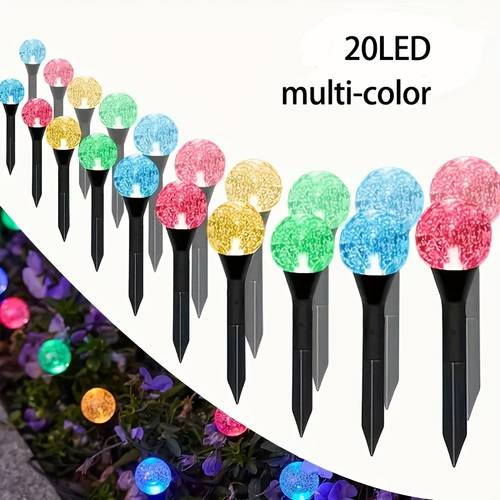 Luz Solar de Jardim com 20 LEDs, Luz Decorativa Solar com 10 LEDs, IP44, 8 Modos de Luz, Adequada para Pátios, Relvados, Jardins de Moradias, Passadiços, Iluminação Ambiente para Festas de Fim de Ano, Adequada para Vários Ambientes, Instalação Portátil, Quente/Colorida/Branca