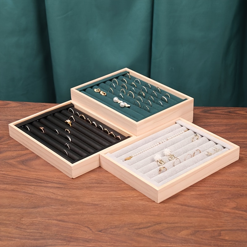 

1pc Horizontal Ring Display Tray, Earring & Ring Storage Organizer Box, Jewelry Display Shelf