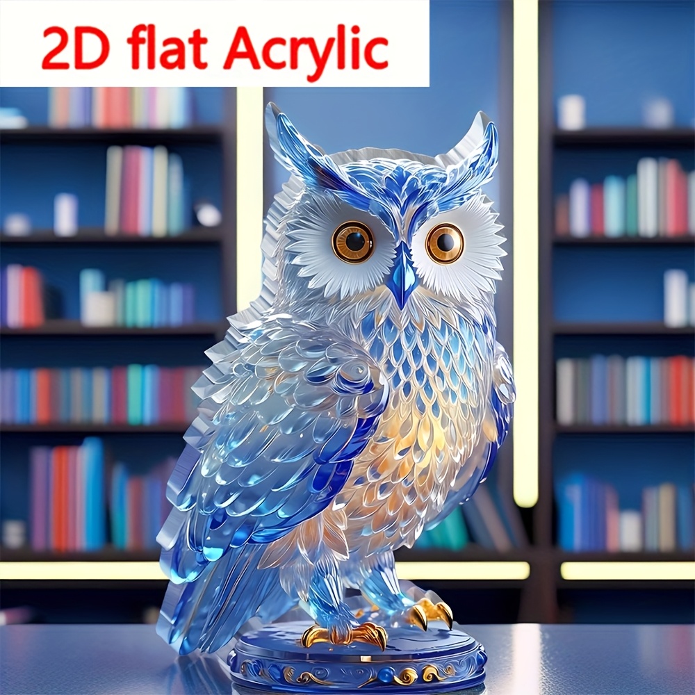 

Art Owl Statue, Transparent Acrylic, Multi-functional Desktop Decor For Office, Home, Living Room, Bedroom - Universal Holiday Gift, No Electricity Needed