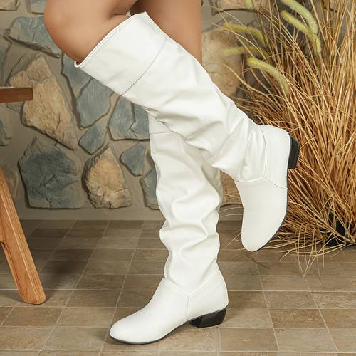 autumn winter new arrival plus size knee high boots slouch boots flat calf boots pleated boots womens work boots womens warm boots 1 7 women shoes