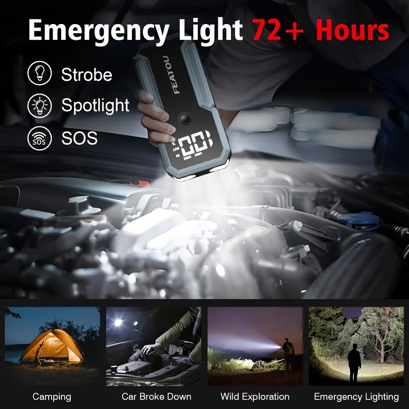   portable car starter 5000a   battery jump starter car battery jump box car battery charger 12v portable car starter suitable for 8 5l gasoline and 7 0l   cars with usb   bank function and led flashlight Product details 0