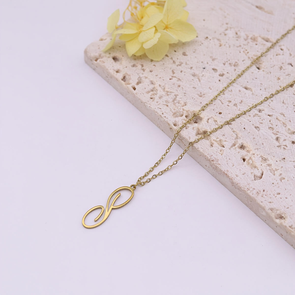 Initial S Drop Necklace, Personalized Monogram Gift