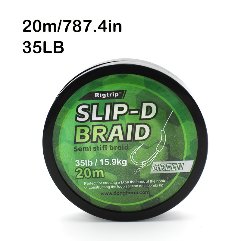 Image of 1pc 20m Carp Fishing Line Hooklink Slip-d Braid Line 25/35/50lb Semi Stiff Green For Carp Fishing Hair Rig Tackle Additions