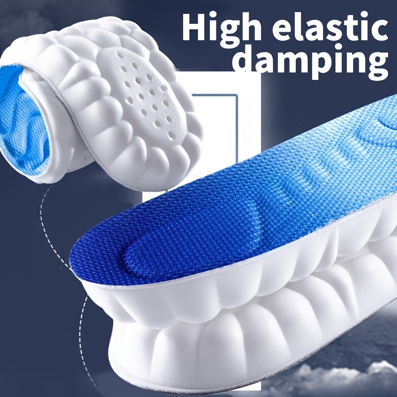 1 Pair 4D Sports Insoles For Men Women, PU Sole Soft Breathable Shock Absorption Cushion Running Insoles