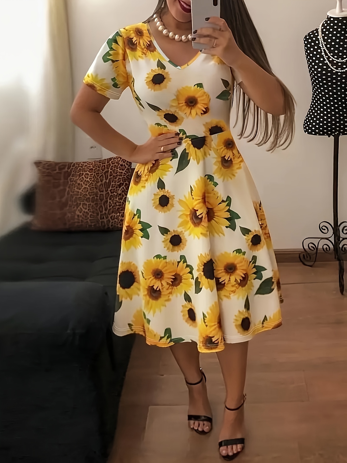 新品入荷 sunflower dress sold on Temu Canada ワンピース