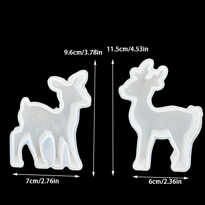 E-shop 2 Stück - Harz-Silikonform Weihnachtsdeko Rentierfigur Silikonform, Christbaumschmuck Dekorative Zement Gips Form DIY Silikonform für Resin