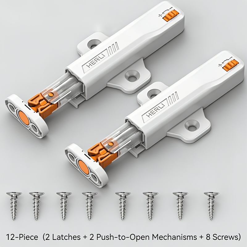 E-shop 12-teiliges Schrankschloss-Set (Enthält 2 selbstsichernde Verschlüsse und 2 Federzurückhalter und 8 Schrauben) Robustes Druckverschluss-Design,