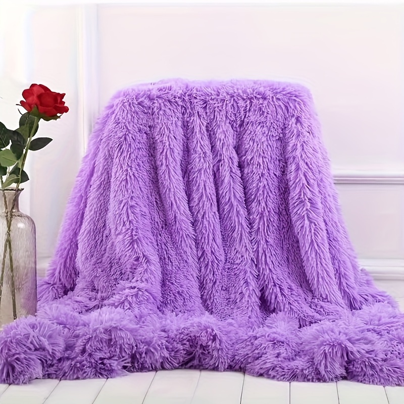 

1pc Luxurious Purple Shaggy Double-layer Blanket, French Style Soft Fleece Throw, Cozy Plush Sofa Cover, Nordic Home Decor