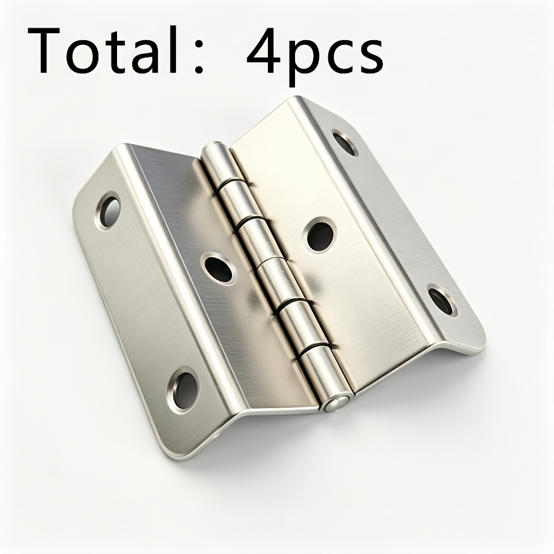 TEMU 4pcs Fold 12-panel 6-hole Silvery Hinges, Fold 12-panel 6-hole Nickel Hinges, Suitable For 12mm Wood Panels, Four-fold Bending Hinges For Wooden