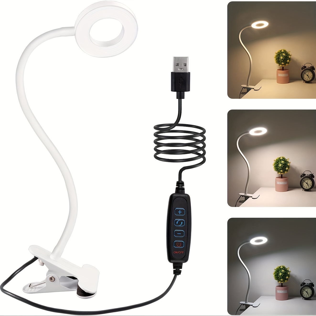 

Flexible Clip-on Led Reading Light With 48 Lights, 3 Color Modes & 10 Brightness Levels - Usb Powered Desk Lamp For Bedroom Usb Convenience In Every Room
