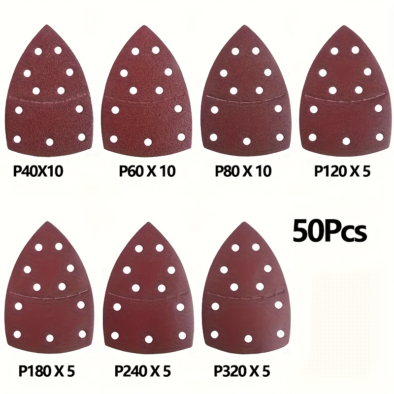 TEMU 50 Sheets Of Sandpaper - 40-320 Mixed Grit, Mouse Sander With 11 Holes - Precision Machining And Polishing Work!