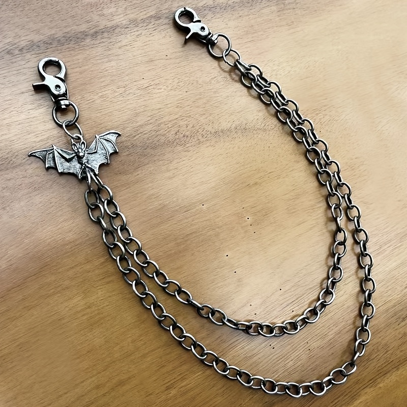 Image of Retro Punk Style Cool Dark Trend With Bat Pants Chain Jeans Belt Men And Women All-match