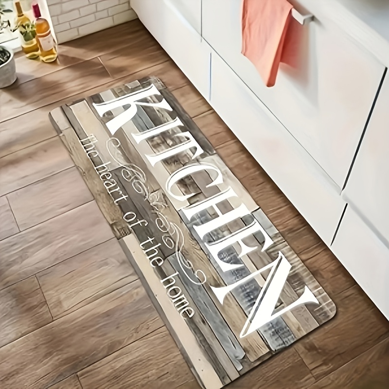 TEMU 1pc Premium Non-slip Kitchen Rug - Durable Polyester Floor Mat For Kitchen, Easy Clean Washable Hallway, Bathroom Rug, Kitchen Additions - Home