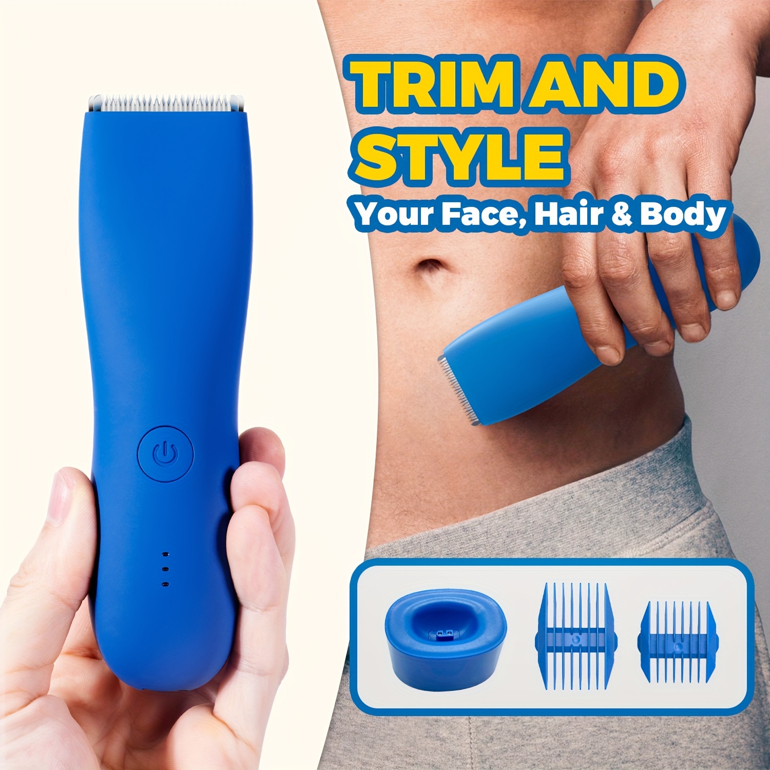 groin body manscaping tool professional cordless electric ball shaver ceramic blade groomer for men women wet dry rechargeable pubic hair trimmer perfect grooming gifts for loved details 8