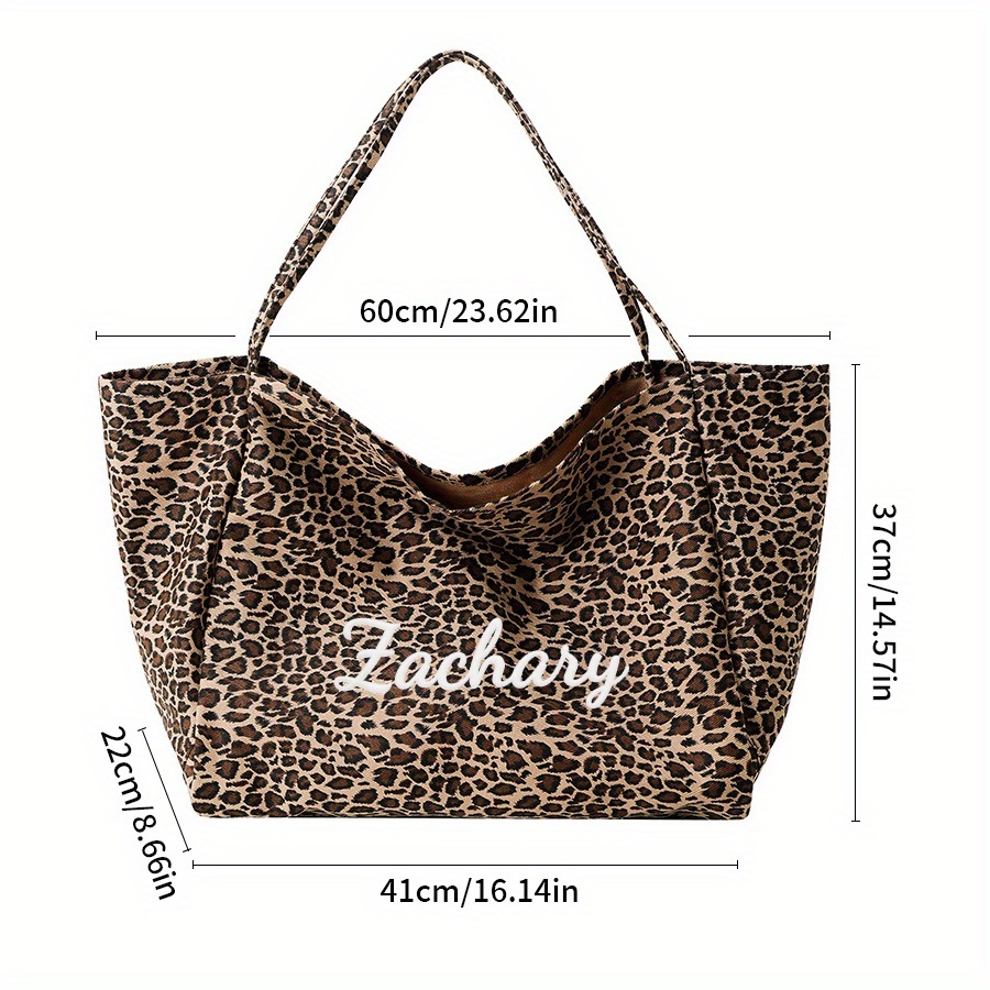 TEMU Personalization Women's Leopard Tote Bag Oversize Shoulder Bag Weekender Bag, Large Leopard Print Tote Bag, Shoulder Handbag, Beach Shopping