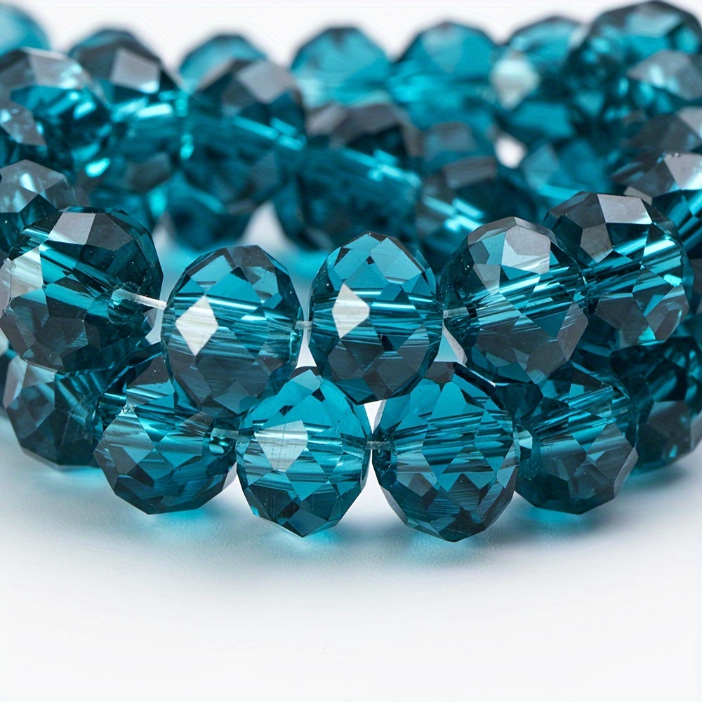 

Peacock Blue Glass Faceted Crystal Spacer Beads Set - 85/65/65pcs For Diy Jewelry Making Supplies