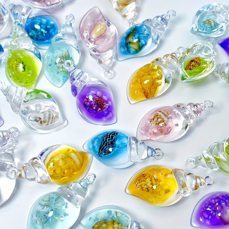 TEMU 65pcs Glow In The Sea - Luminous Conch Shells With Cream Glue & Acrylic Suitable For Diy Crafts, Making, Keychains, Earrings, Pendants, Festive