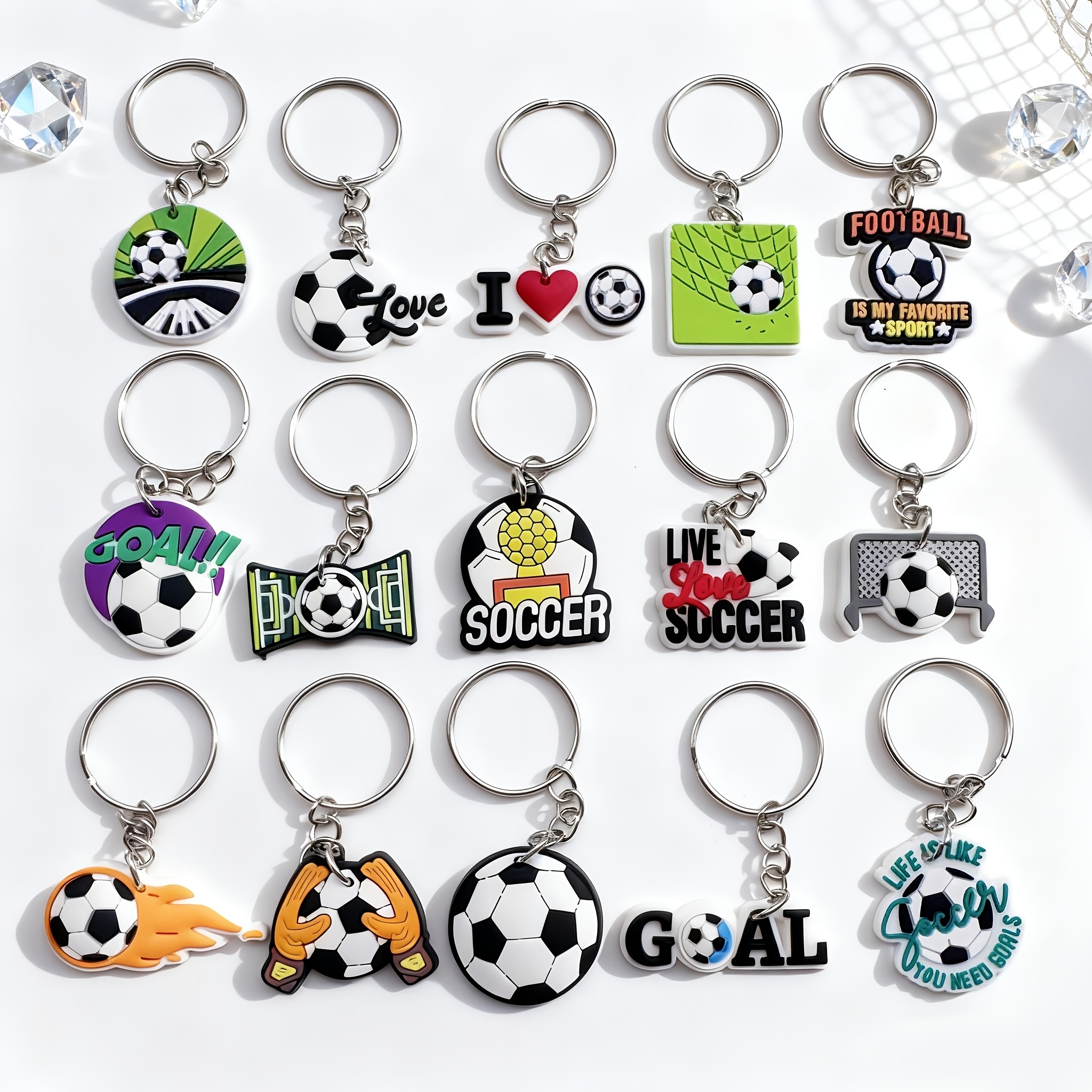 E-shop 15 Stück Fußball-Sport-Schlüsselanhänger, Wettbewerbsdekoration DIY-Geschenk für Familie Freunde