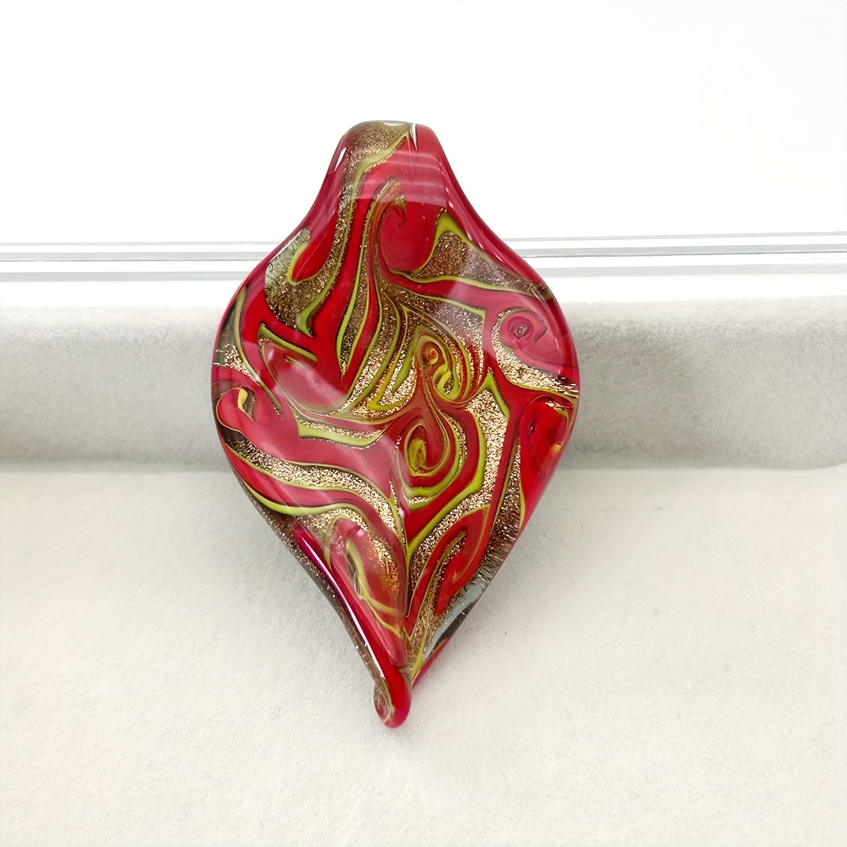 Murano-Inspired Blown Abstract Glass Lamp Art Pendant Necklace