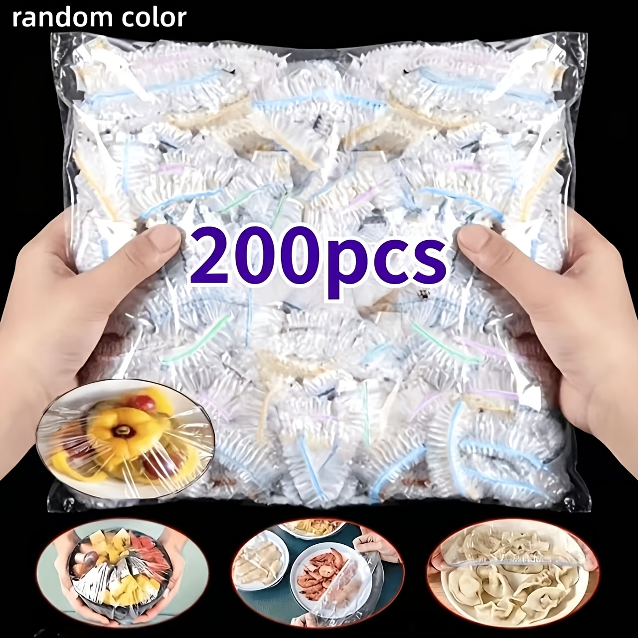 TEMU 200 unidades de film plástico desechable de resistencia para alimentos - Film azul y elástico a prueba de fugas y polvo, adecuado para cocina,