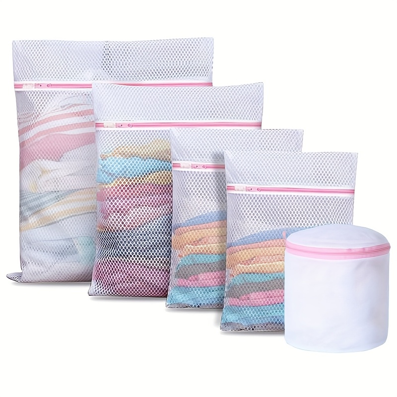 

5 Mesh Laundry Bags, For Washing Lingerie, Suitable For Storing Toys And Cleaning, Travel Storage Bags, Essential For Dorms (1 Large, 1 Medium, 2 Small, 1 Bra Bag) (coarse Mesh)