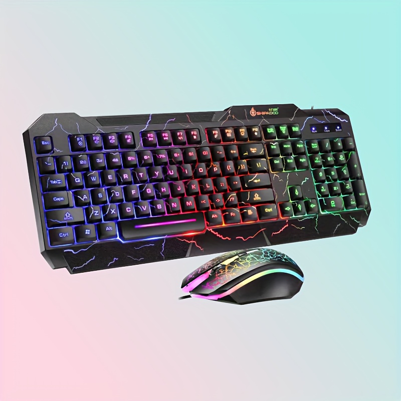 TEMU Backlit Gaming Keyboard And Mouse Set, Ergonomic Wired Pc Gaming Accessories, Perfect For Laptop Gaming Computer, Ideal Gift For Birthdays,