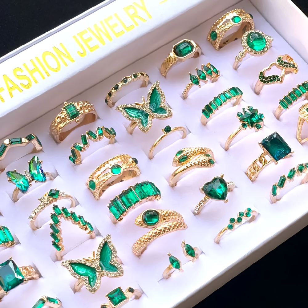 TEMU 20pcs Per Pack, Mixed Styles For Men And Women, Fashionable -dropping Ring Set, Personalized Snake Love Geometric Party Gift, Daily Jewelry Accessories