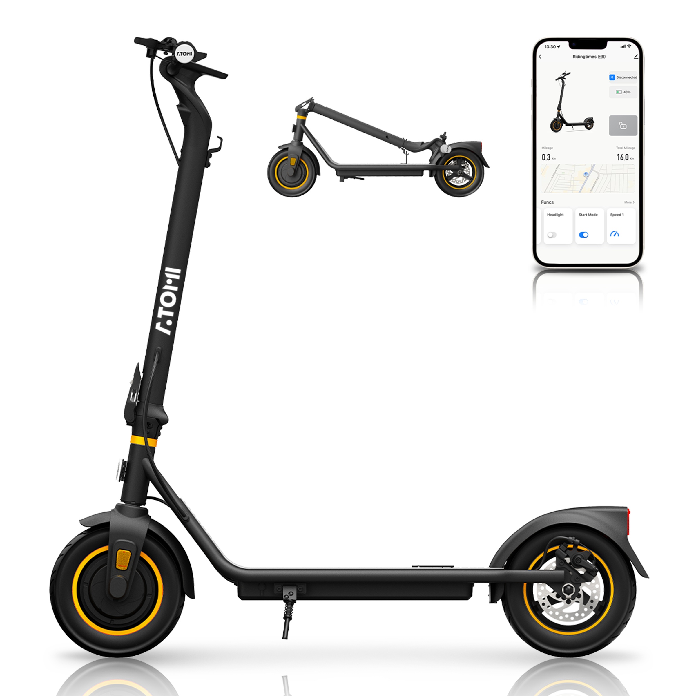 

E30 Electric Scooter - 650w Max Motor, 19-mile Long Range, 15.6 Mph Speed, 10-inch Tire, Foldable Commuter Scooter For Adults With Double Braking System And Smart App