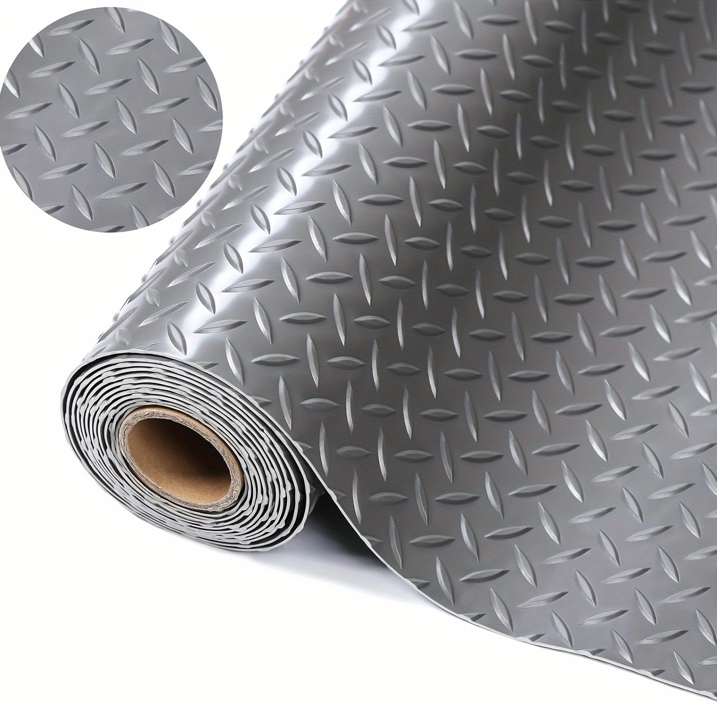 

Garage Floor Mat 3.9x6.56ft Vinyl Garage Flooring Roll Anti-slide Diamond Texture Silvery Garage Mats For Under Car 25.6sqft Covering Space Diy Pvc Garage Floor Mat For Gyms Boats Car Trailer