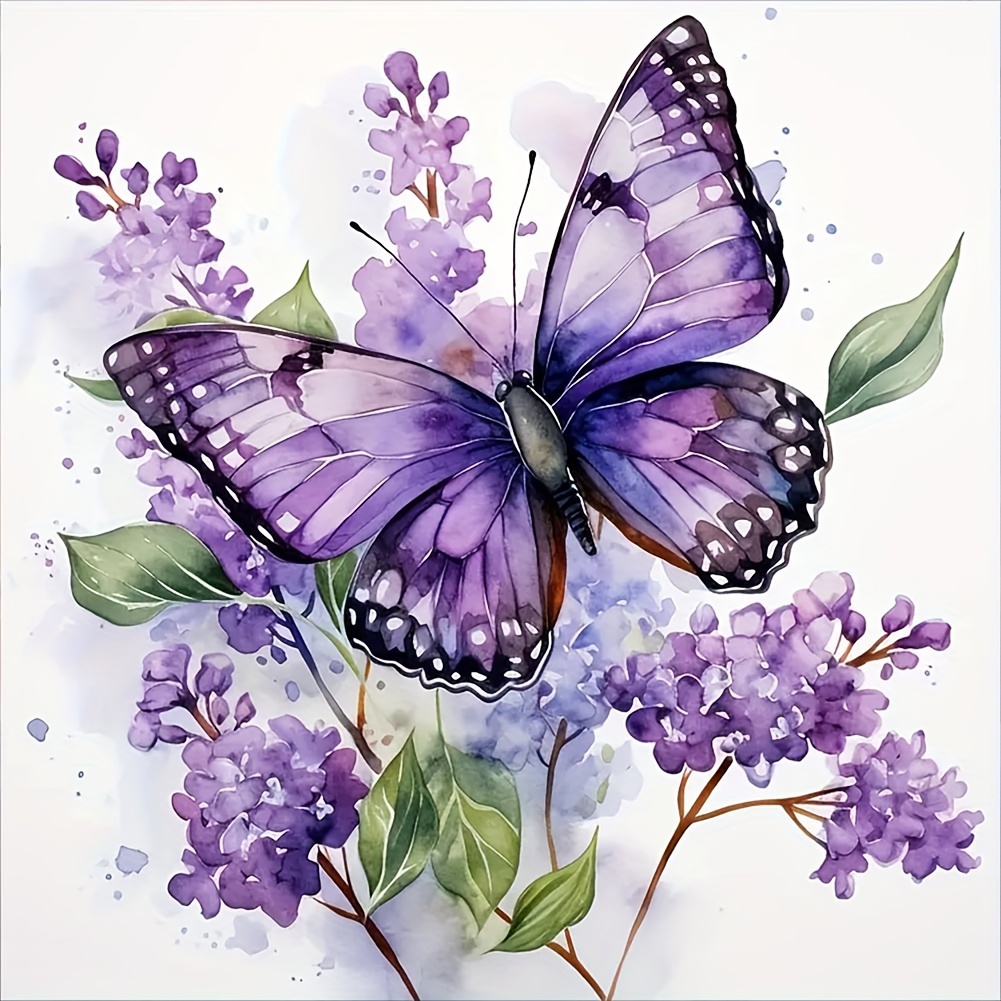 

Diy 5d Diamond Painting Kit - Purple Butterfly, Round Acrylic Gems, Frameless Art & Craft Set For Wall Decor, Perfect Surprise Gift