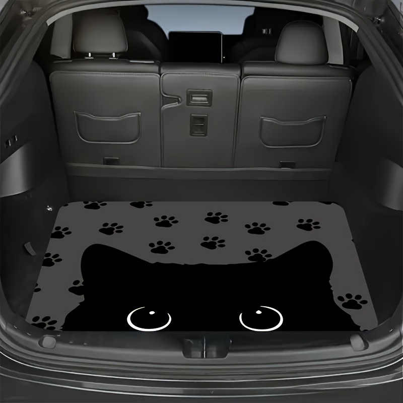 E-shop Auto Kofferraummatte mit Katzenkopf und Pfotenabdruck | Polyester, Universelle Passform, Verbessert die Innenausstattung, Hält den Kofferraum