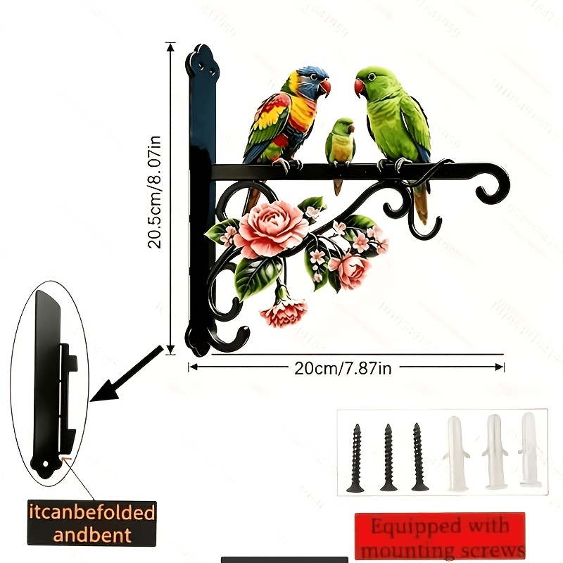 TEMU 2d Cute Parrot Hook Weight-bearing Stable And Not Easy To Or Rust, Can Hang Flower Pots, Wind Chimes, Lanterns, Gardening Tools, Serves As