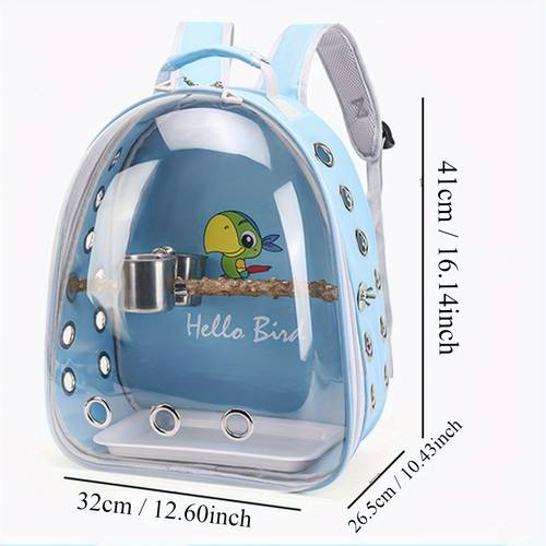 durchsichtiger vogelträger rucksack für papageien, tragbarer haustier-reisekäfig mit reißverschluss, atmungsaktives polyester-material für alle jahreszeiten