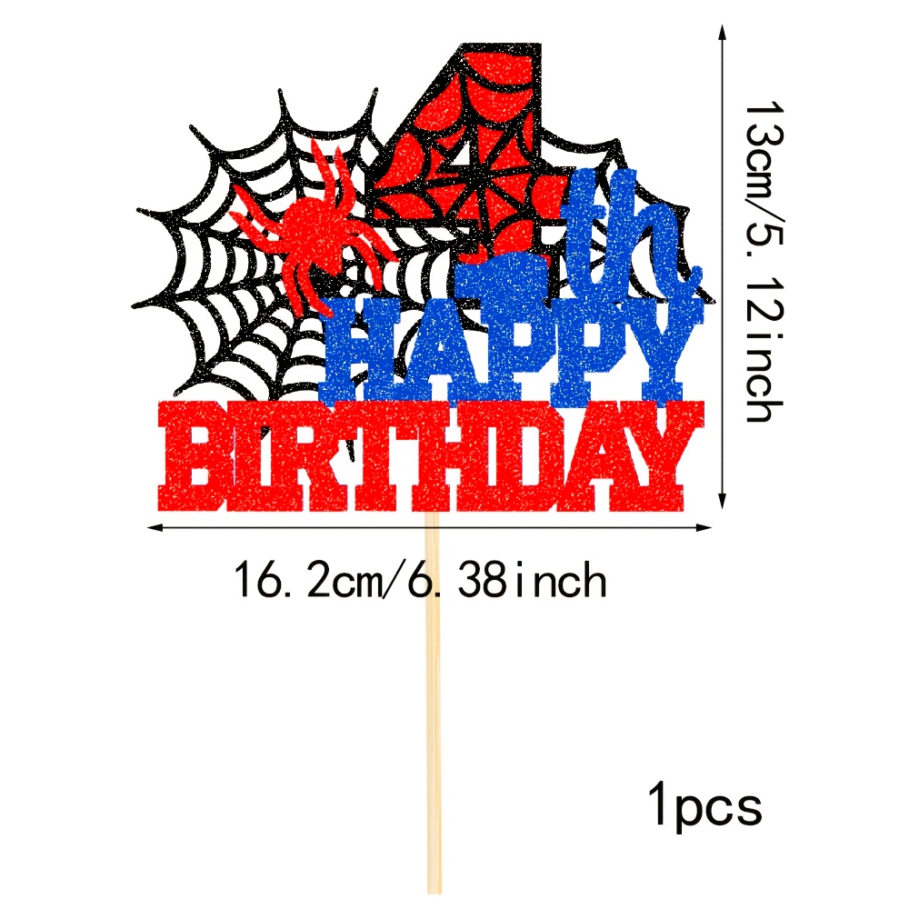 Image of 1pc -themed Birthday Cake Topper, Ages 3-5, Red And , -themed Happy Birthday Party Scene Cake Topper, Halloween, Christmas
