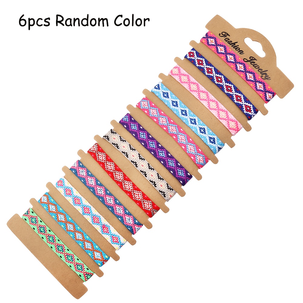 TEMU 6/24pcs Random Color Bohemian Woven Friendship Bracelets, Adjustable Cord Wristbands, Summer Party Favors, Gift For Him, Her