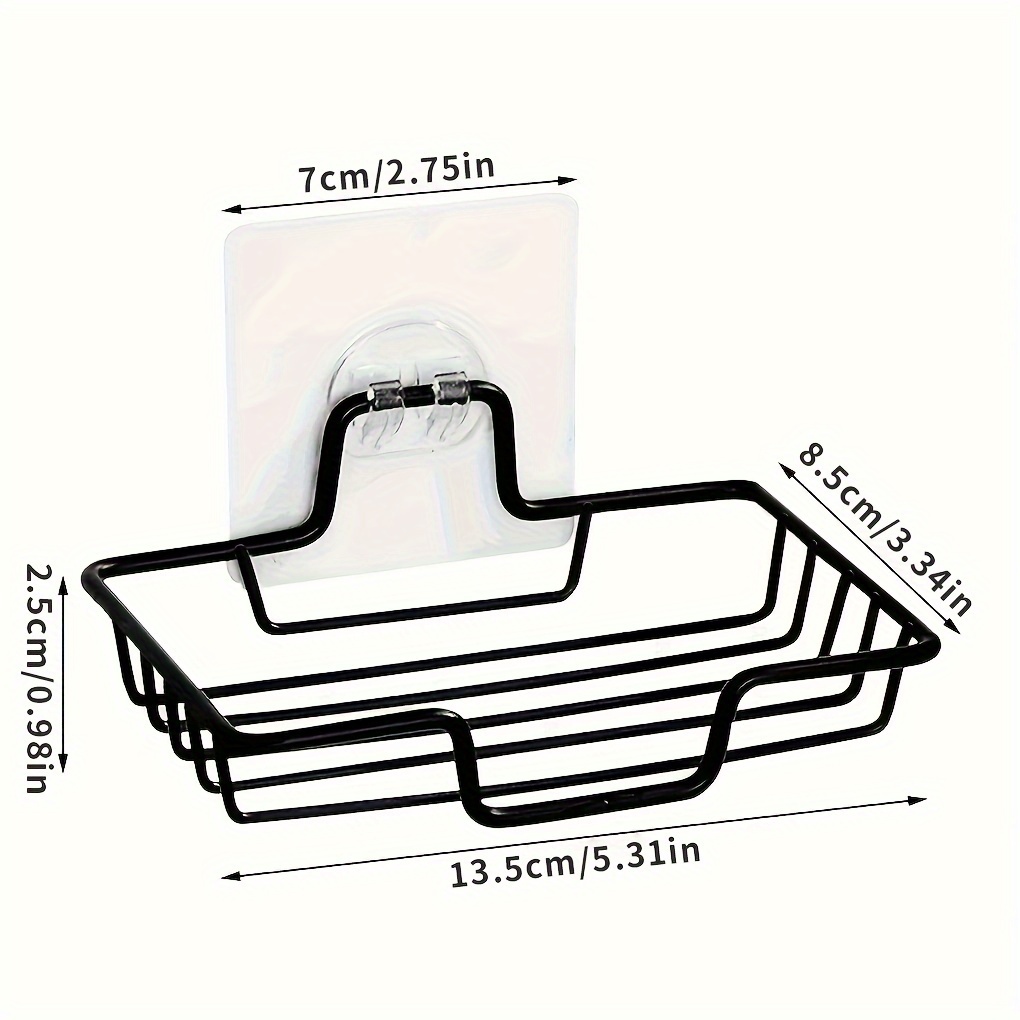 TEMU Bathroom Stainless Steel Soap Dish: Rectangular Wall-mounted Soap Holder With Drainage For 2 Soaps - No Drill Required, Halloween, Christmas Decorations