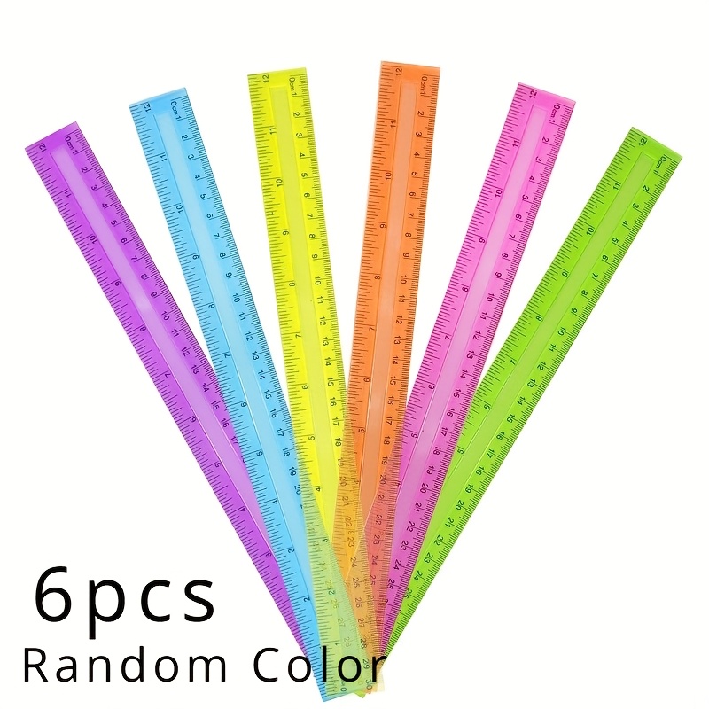 TEMU 3/6pcs Rulers 12 Inch, Assorted Colors, School Ruler, Ruler With Centimeters And Inches, Plastic Rulers, Standard Ruler