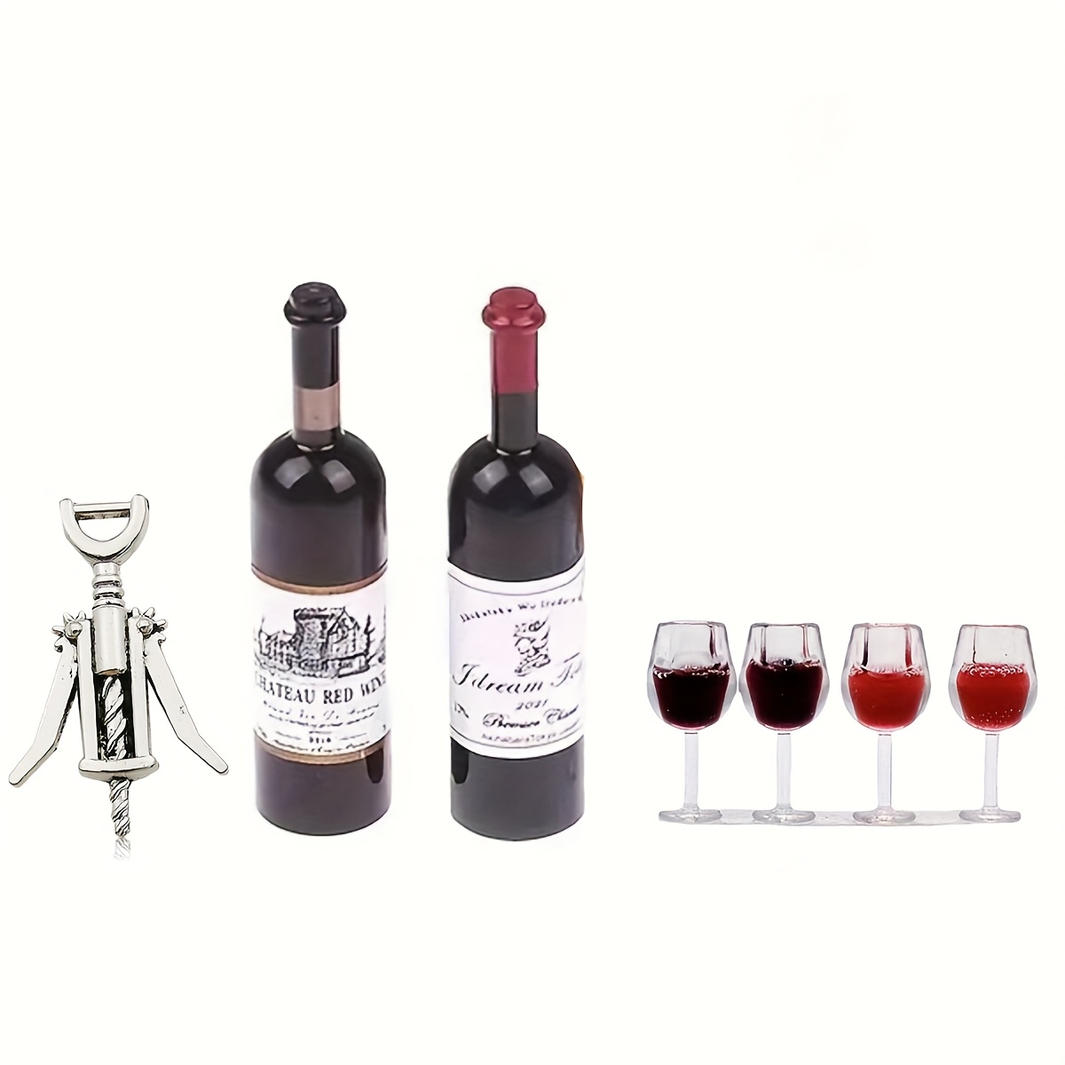 thumbnail interactive-video image 1 of MYSCALEDOLL 1:12 Scale Dollhouse Miniature Wine Set - 4 Bottles & 8 Glasses, Resin Drink Accessory 1 of 2