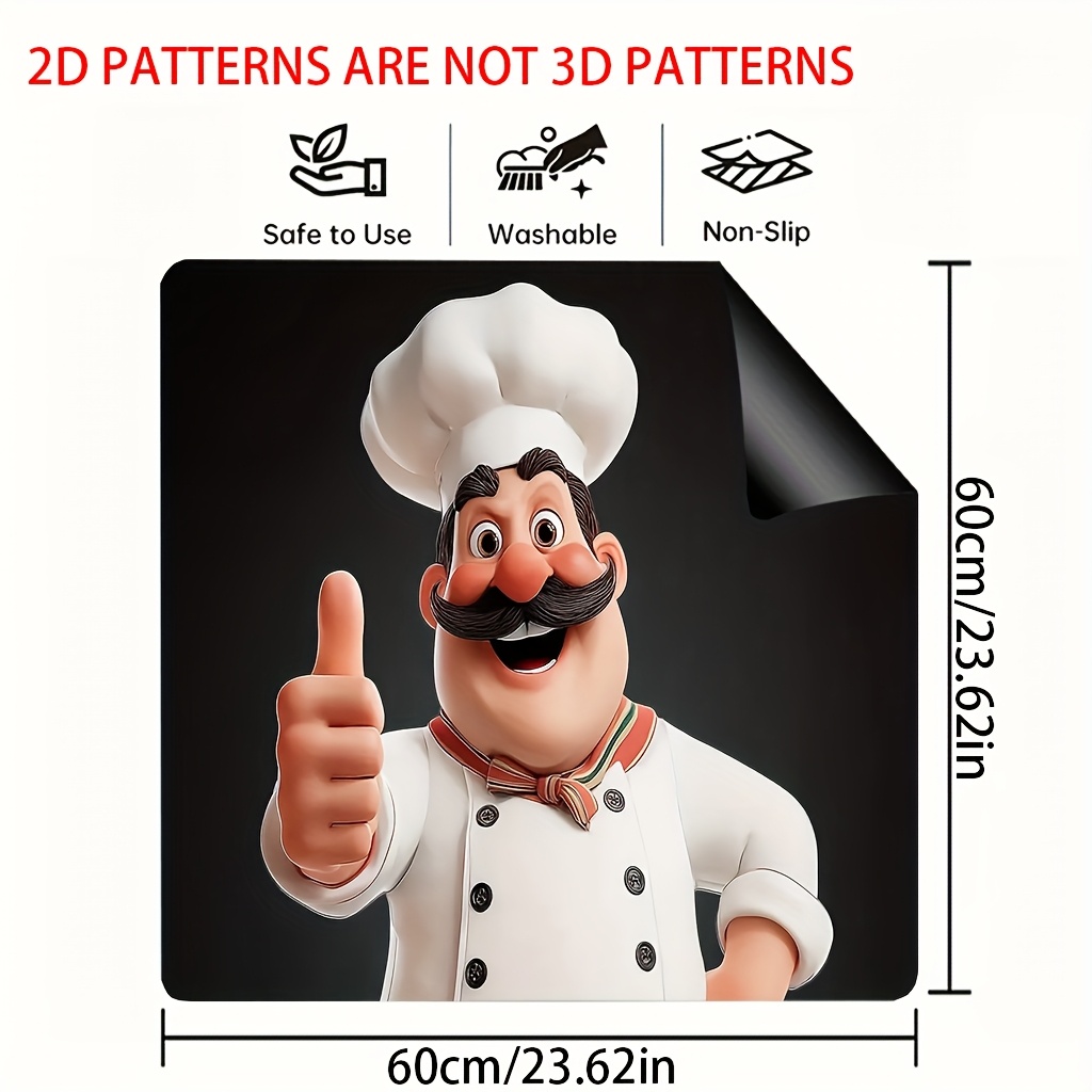 TEMU 1pc, 2d Flat Printed Stove Cover Mat For Protection, Featuring A Design, Ideal For Table Decoration And Dish Drying. Perfect For Kitchen Use,