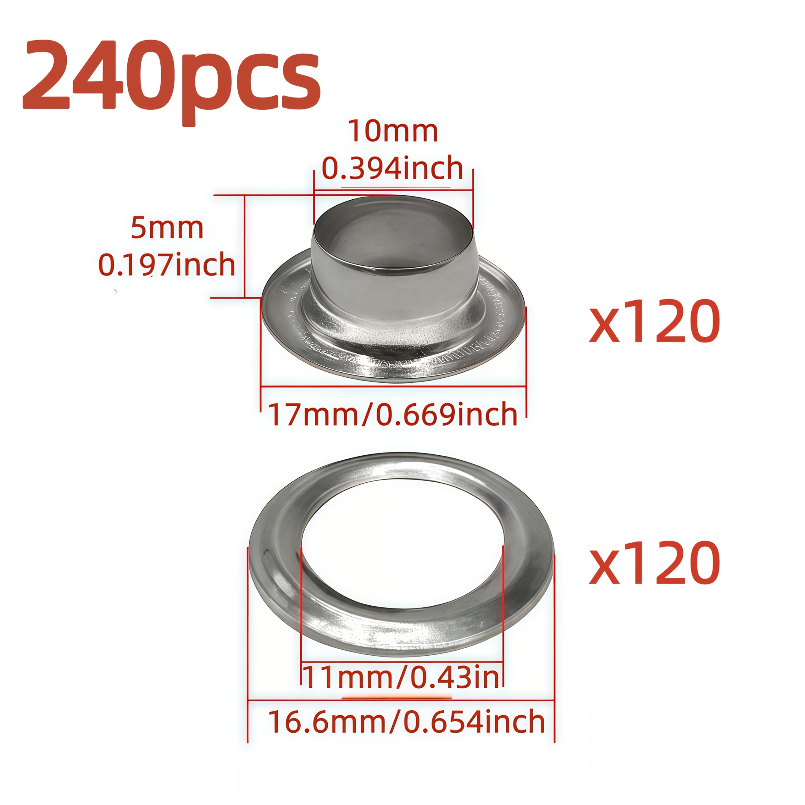 TEMU 240 stuks metalen oogjes voor reparatie van tent/luifel/zeil