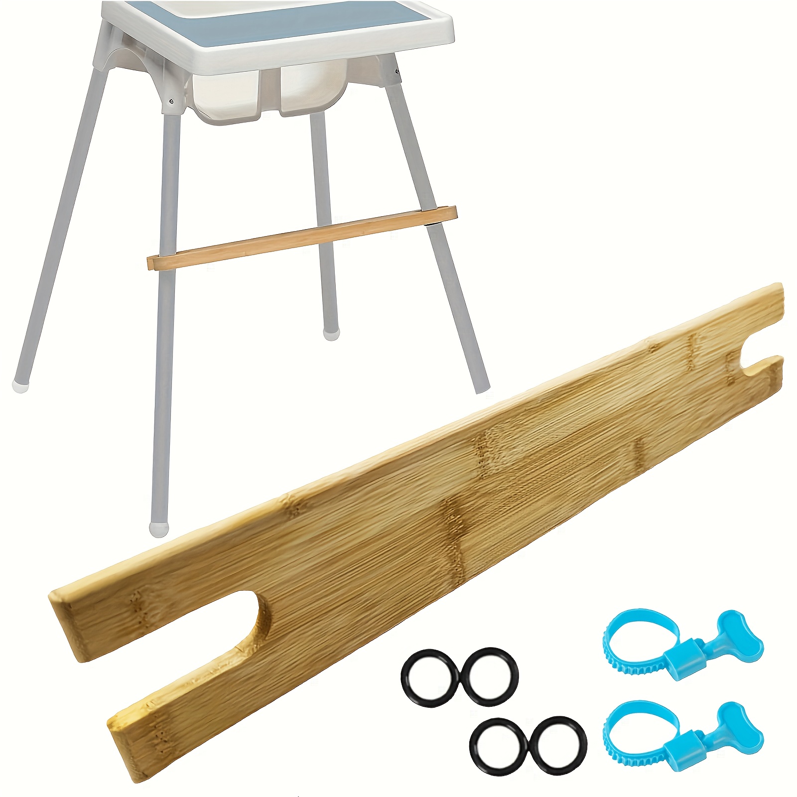 TEMU Reposapiés para taburete de bar de bambú, de madera duradero, diseño antideslizante ajustable, accesorio y seguro para silla de oficina, para la