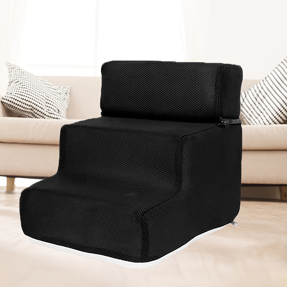 TEMU Ladder Cover Lightweight Pet Stairs Cover Detachable Zippered Mesh Fabric Cover Non-slip Dog Stairs Cover Washable Dog Ramp Stair Cover For High Beds And Couches (cloth Cover Only, Included)