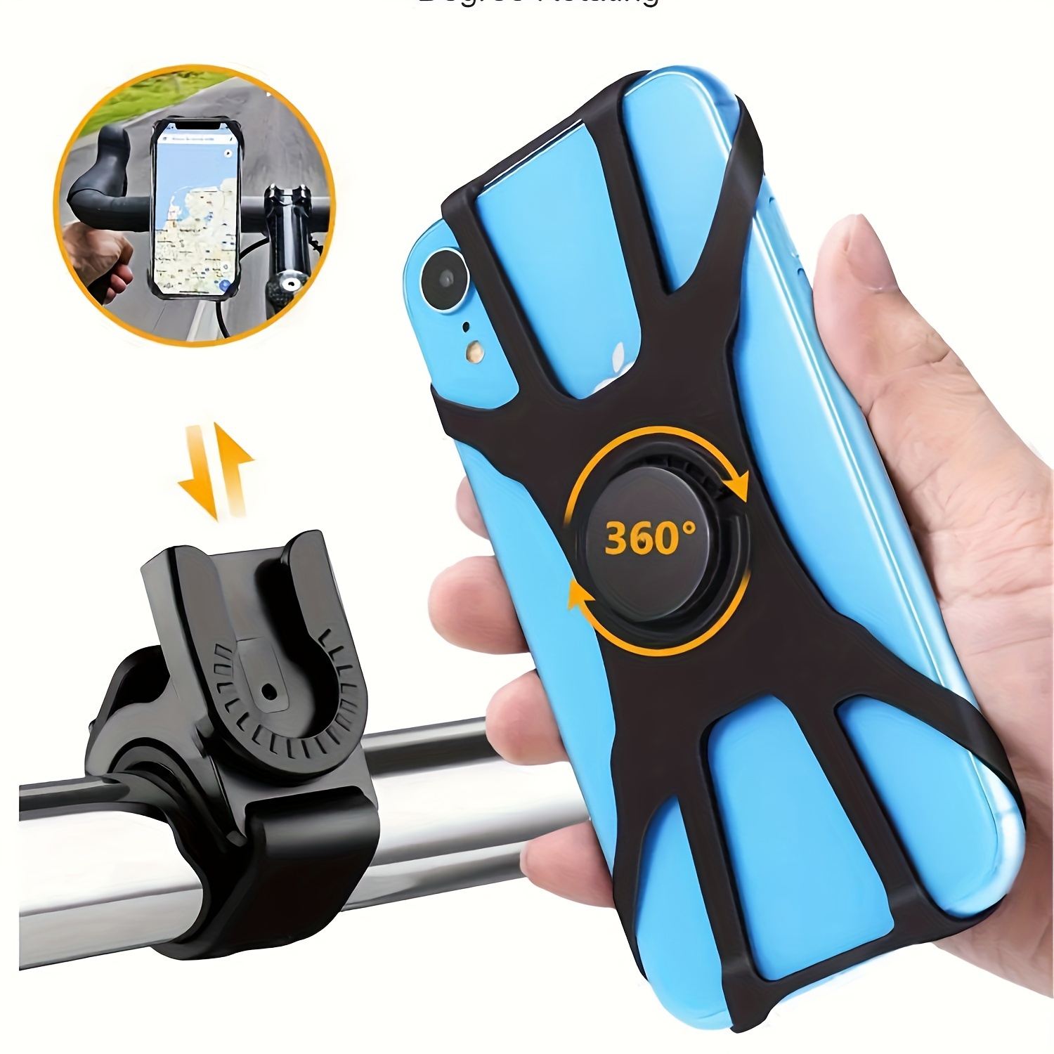 

Bike Phone Holder, 360° Rotatable Adjustable Motorcycle Phone Mount, Silicone Phone Holder For Bike Compatible With 15 More 4.0"-6.7" Phone Bike Accessories