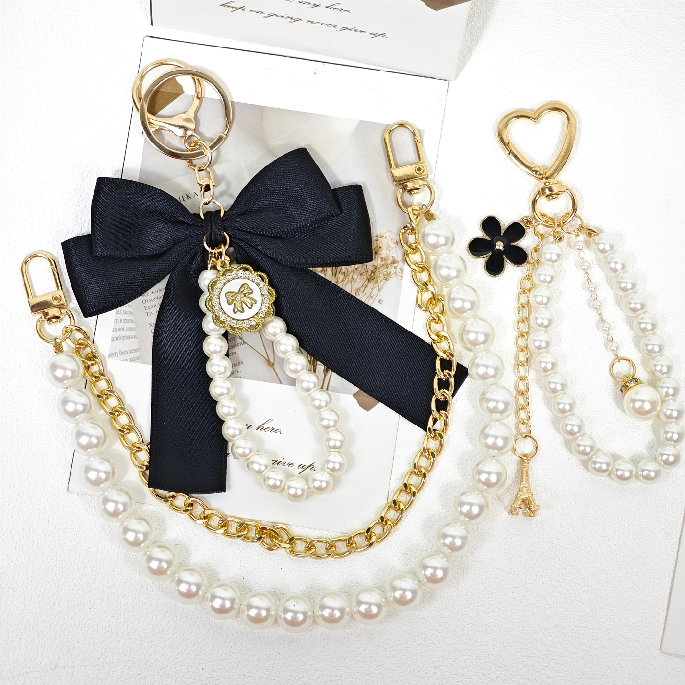 3pcs Chic Metal Bag Charms & Keychains Set, Elegant Handbag Decorations